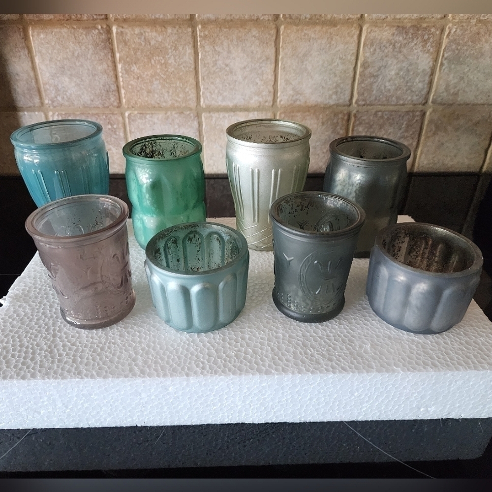 Vintage Style Glass Candle Holders Set #2494